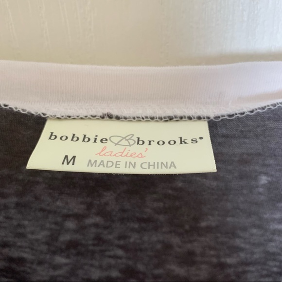 Bobbie Brooks Tie Front Raglan Tee Purple BLK NWT - Picture 4 of 10